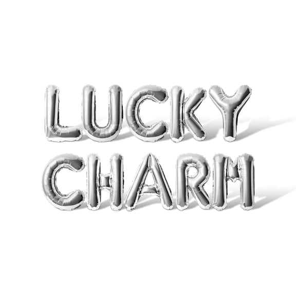 Letter Balloons - LUCKY CHARM 16" Inch Alphabet Letters Foil Mylar Balloon St. Patrick's Day Party Banner (Silver)