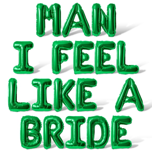 Letter Balloons - MAN I FEEL LIKE A BRIDE 16" Inch Alphabet Letters Foil Mylar Balloon Bachelorette or Bridal Shower Party Banner (Green)