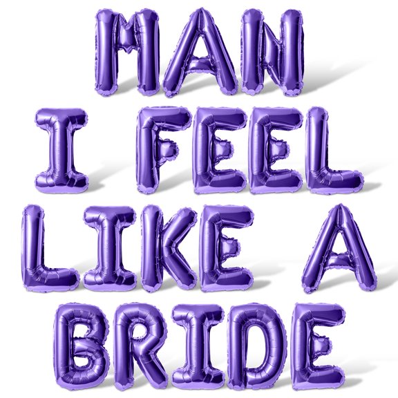 Letter Balloons - MAN I FEEL LIKE A BRIDE 16" Inch Alphabet Letters Foil Mylar Balloon Bachelorette or Bridal Shower Party Banner (Purple)
