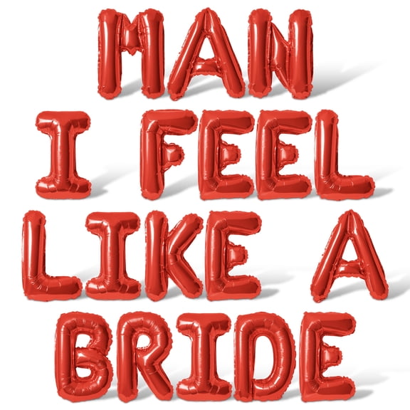 Letter Balloons - MAN I FEEL LIKE A BRIDE 16" Inch Alphabet Letters Foil Mylar Balloon Bachelorette or Bridal Shower Party Banner (Red)