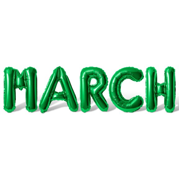 Letter Balloons - MARCH 16" Inch Alphabet Letters Foil Mylar Balloon March Birthday Party Banner (Green)