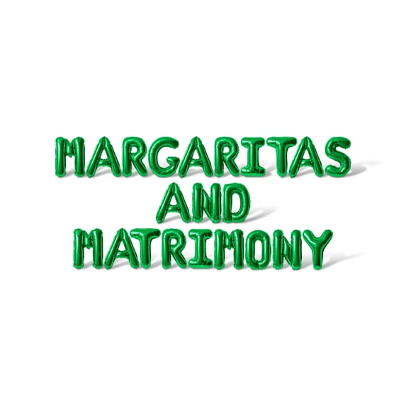 Letter Balloons - MARGARITAS AND MATRIMONY 16" Inch Alphabet Letters Foil Mylar Balloon Bachelorette or Bridal Shower Party Banner (Green)