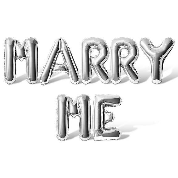 Letter Balloons - MARRY ME 16" Inch Alphabet Letters Foil Mylar Balloon Marriage Proposal Party Banner (Silver)