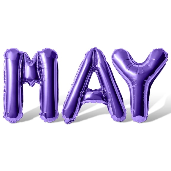 Letter Balloons - MAY 16" Inch Alphabet Letters Foil Mylar Balloon May Birthday Party Banner (Purple)
