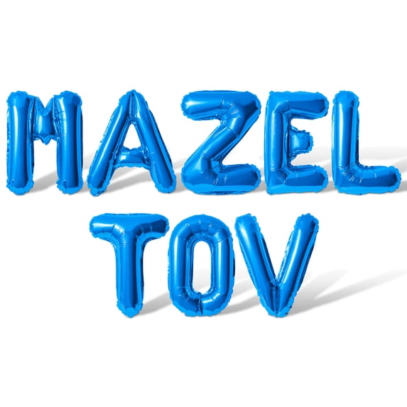 Letter Balloons - MAZEL TOV 16" Inch Alphabet Letters Foil Mylar Balloon Wedding Party Banner (Blue)