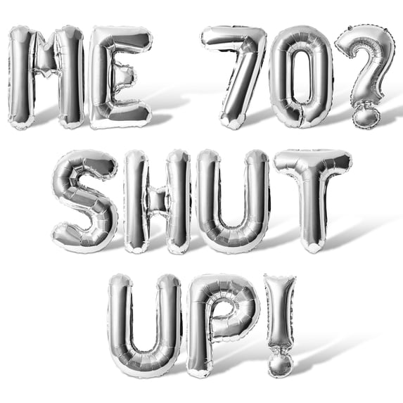 Letter Balloons - ME 70? SHUT UP! 16" Inch Alphabet Letters Foil Mylar Balloon 70th Birthday Party Banner (Silver)