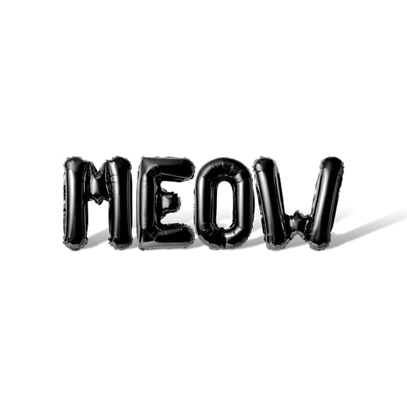 Letter Balloons - MEOW 16" Inch Alphabet Letters Foil Mylar Balloon Birthday or Pet Adoption Party Banner (Black)