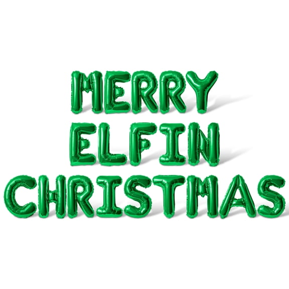 Letter Balloons - MERRY ELFIN CHRISTMAS 16" Inch Alphabet Letters Foil Mylar Balloon Christmas Party Banner (Green)