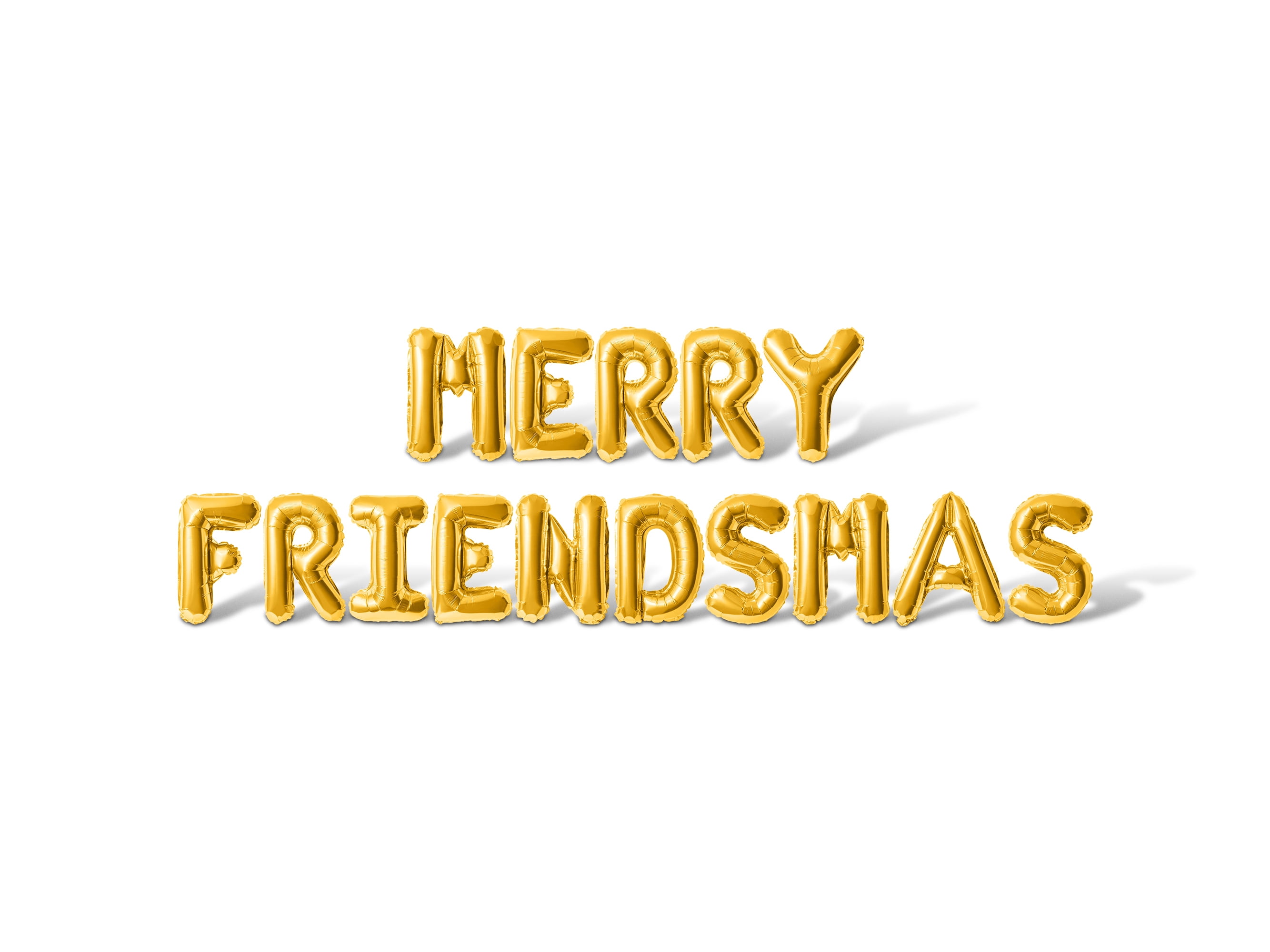 Letter Balloons - MERRY FRIENDSMAS 16" Inch Alphabet Letters Foil Mylar Balloon Christmas Party Banner (Gold)