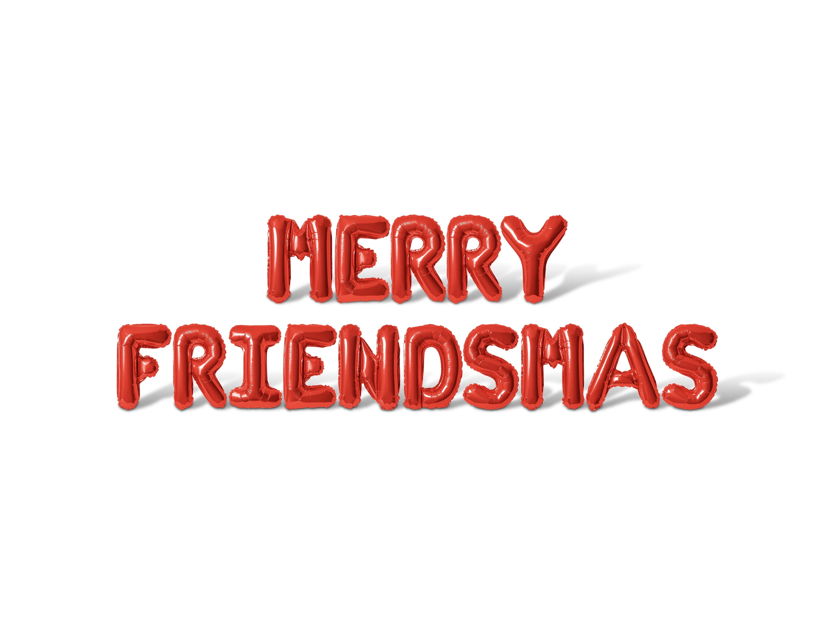 Letter Balloons - MERRY FRIENDSMAS 16" Inch Alphabet Letters Foil Mylar Balloon Christmas Party Banner (Red)