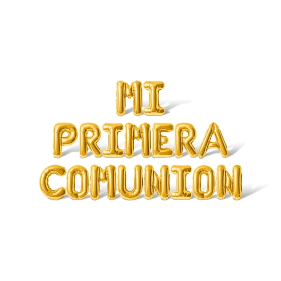 Letter Balloons - MI PRIMERA COMUNION 16" Inch Alphabet Letters Foil Mylar Balloon First Holy Communion Party Banner (Gold)