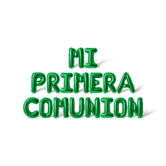 Letter Balloons - MI PRIMERA COMUNION 16" Inch Alphabet Letters Foil Mylar Balloon First Holy Communion Party Banner (Green)