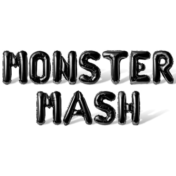 Letter Balloons - MONSTER MASH 16" Inch Alphabet Letters Foil Mylar Balloon Halloween Party Banner (Black)