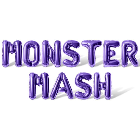 Letter Balloons - MONSTER MASH 16" Inch Alphabet Letters Foil Mylar Balloon Halloween Party Banner (Purple)