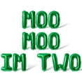 thumbnail image 1 of Letter Balloons - MOO MOO IM TWO 16" Inch Alphabet Letters Foil Mylar Balloon 2nd Birthday Party Banner (Green), 1 of 5