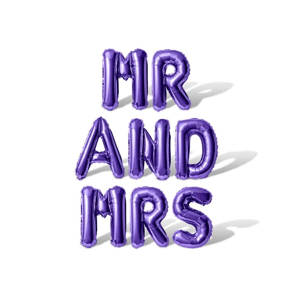 Letter Balloons - MR AND MRS 16" Inch Alphabet Letters Foil Mylar Balloon Wedding Party Banner (Purple)