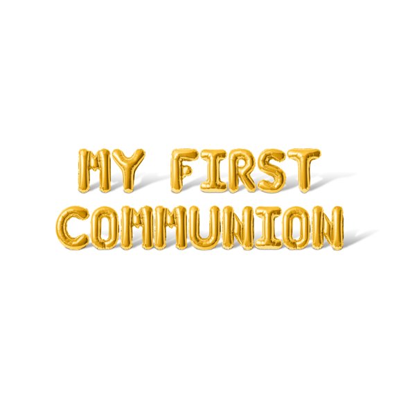 Letter Balloons - MY FIRST COMMUNION 16" Inch Alphabet Letters Foil Mylar Balloon First Holy Communion Party Banner (Gold)