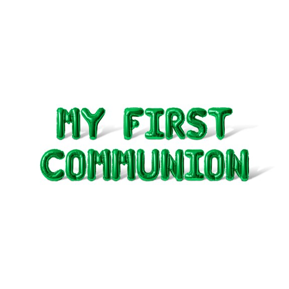 Letter Balloons - MY FIRST COMMUNION 16" Inch Alphabet Letters Foil Mylar Balloon First Holy Communion Party Banner (Green)
