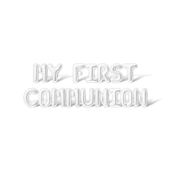 Letter Balloons - MY FIRST COMMUNION 16" Inch Alphabet Letters Foil Mylar Balloon First Holy Communion Party Banner (White)