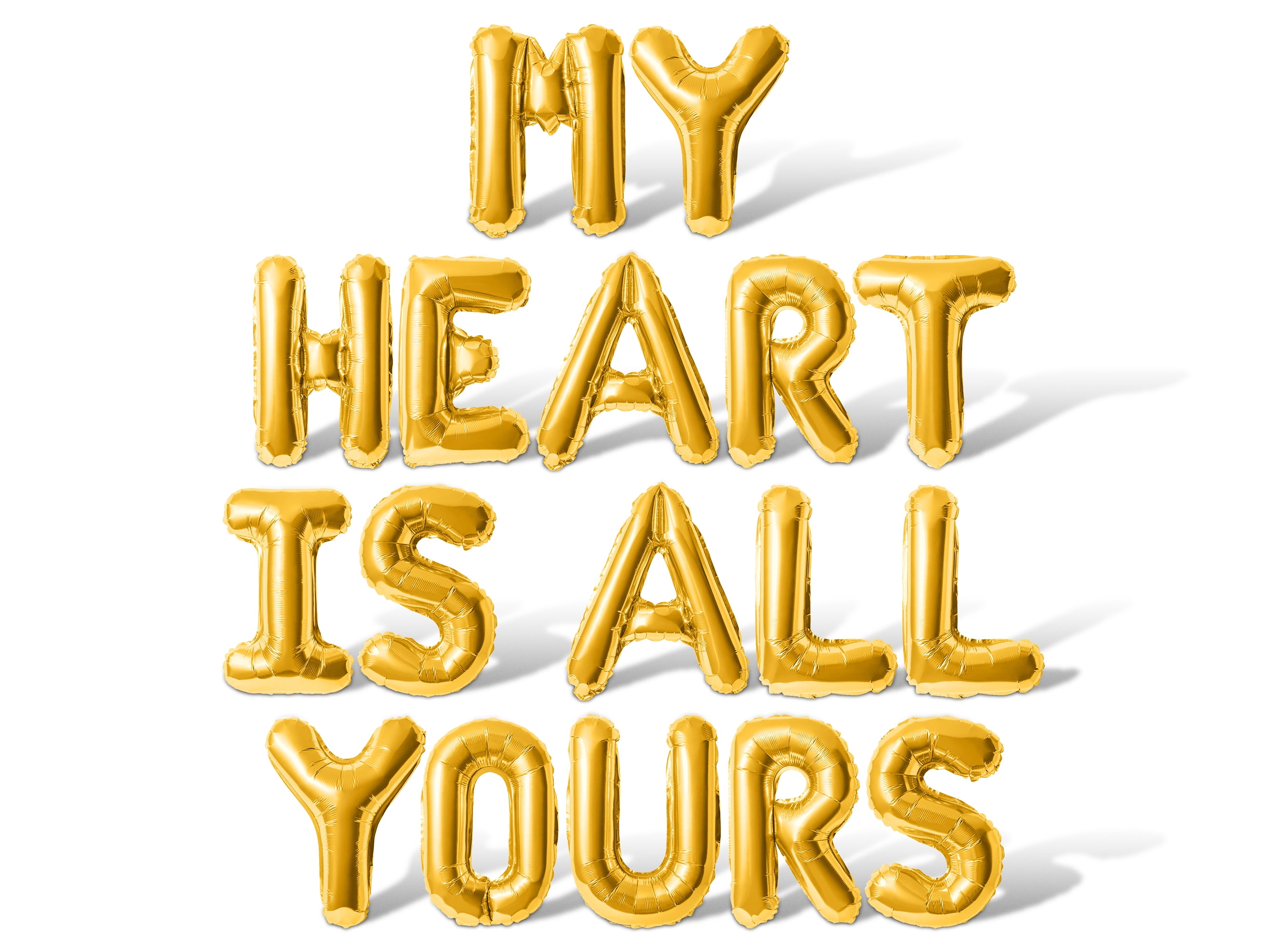 Letter Balloons - MY HEART IS ALL YOURS 16" Inch Alphabet Letters Foil Mylar Balloon Valentine's Day or Wedding Party Banner (Gold)