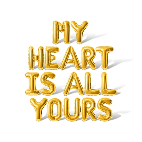 Letter Balloons - MY HEART IS ALL YOURS 16" Inch Alphabet Letters Foil Mylar Balloon Valentine's Day or Wedding Party Banner (Gold)