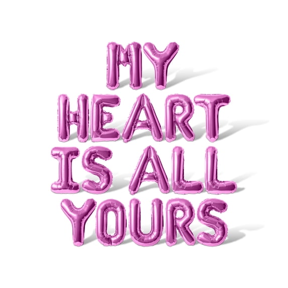 Letter Balloons - MY HEART IS ALL YOURS 16" Inch Alphabet Letters Foil Mylar Balloon Valentine's Day or Wedding Party Banner (Pink)