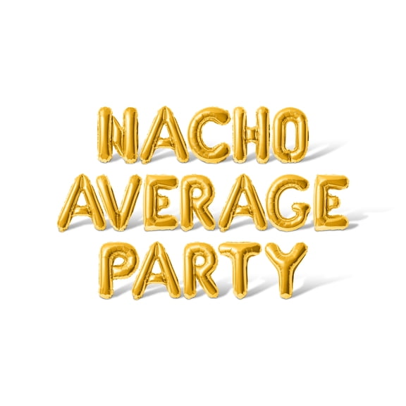 Letter Balloons - NACHO AVERAGE PARTY 16" Inch Alphabet Letters Foil Mylar Balloon Cinco de Mayo Party Banner (Gold)