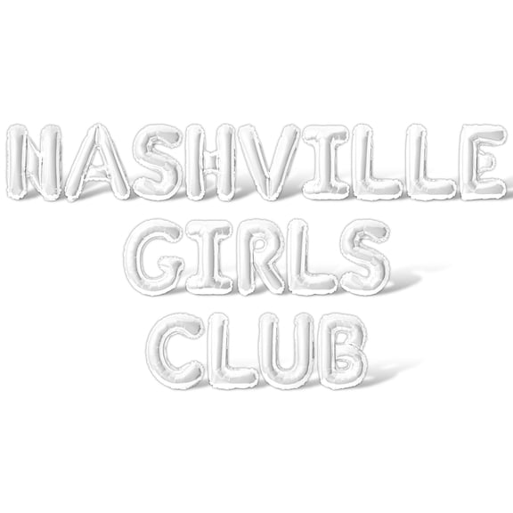 Letter Balloons - NASHVILLE GIRLS CLUB 16" Inch Alphabet Letters Foil Mylar Balloon Bachelorette Party Banner (White)