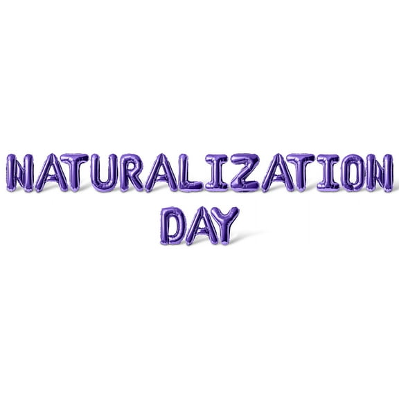 Letter Balloons - NATURALIZATION DAY 16" Inch Alphabet Letters Foil Mylar Balloon Naturalization Day Party Banner (Purple)