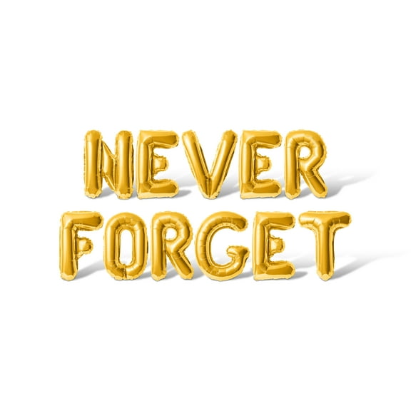 Letter Balloons - NEVER FORGET 16" Inch Alphabet Letters Foil Mylar Balloon September 11th Party Banner (Gold)
