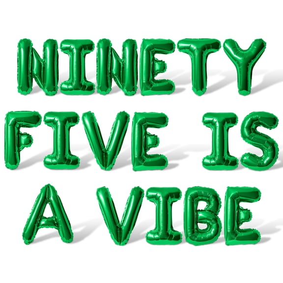 Letter Balloons - NINETY FIVE IS A VIBE 16" Inch Alphabet Letters Foil Mylar Balloon 95th Birthday Party Banner (Green)