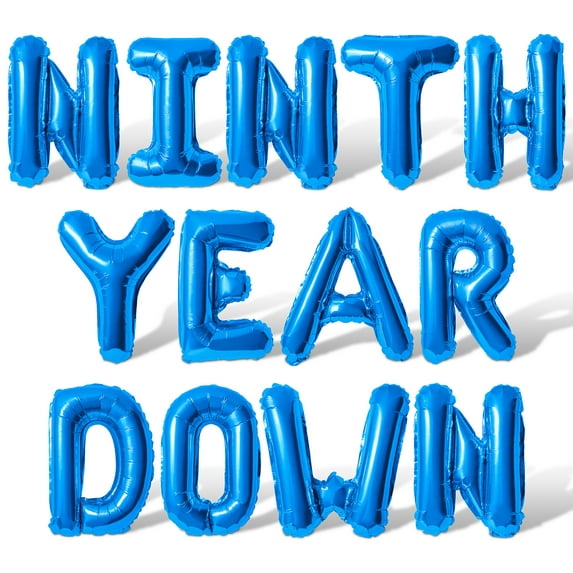 Letter Balloons - NINTH YEAR DOWN 16" Inch Alphabet Letters Foil Mylar Balloon 9th Birthday Party Banner (Blue)
