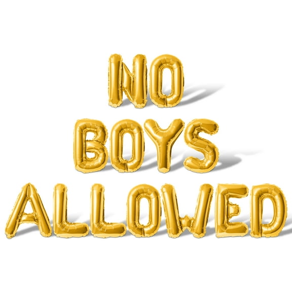 Letter Balloons - NO BOYS ALLOWED 16" Inch Alphabet Letters Foil Mylar Balloon Girls Night Party Banner (Gold)