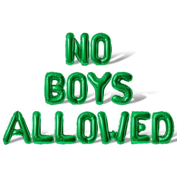 Letter Balloons - NO BOYS ALLOWED 16" Inch Alphabet Letters Foil Mylar Balloon Girls Night Party Banner (Green)