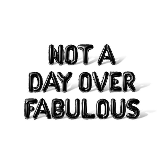 Letter Balloons - NOT A DAY OVER FABULOUS 16" Inch Alphabet Letters Foil Mylar Balloon Birthday Party Banner (Black)