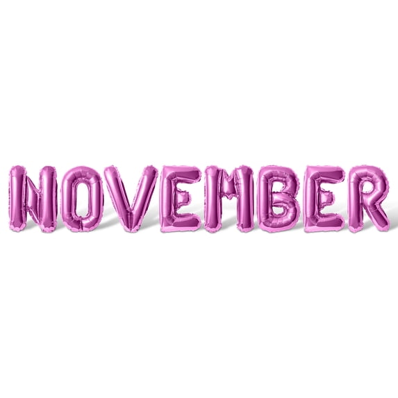 Letter Balloons - NOVEMBER 16" Inch Alphabet Letters Foil Mylar Balloon November Birthday Party Banner (Pink)