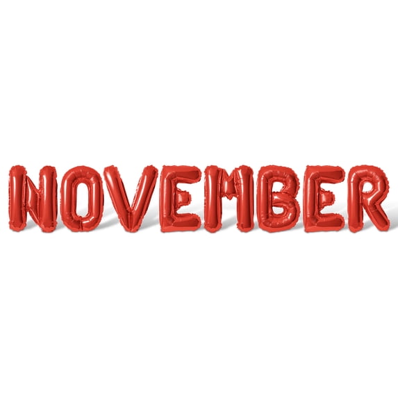 Letter Balloons - NOVEMBER 16" Inch Alphabet Letters Foil Mylar Balloon November Birthday Party Banner (Red)