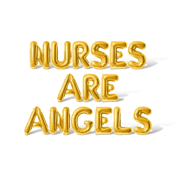 Letter Balloons - NURSES ARE ANGELS 16" Inch Alphabet Letters Foil Mylar Balloon Nurse Appreciation Party Banner (Gold)