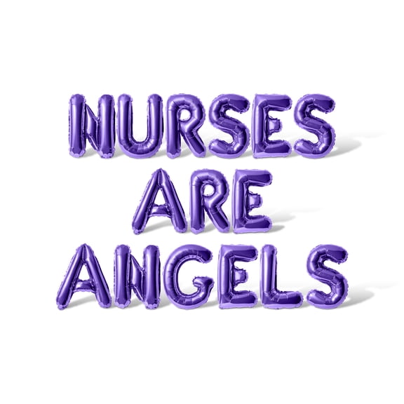Letter Balloons - NURSES ARE ANGELS 16" Inch Alphabet Letters Foil Mylar Balloon Nurse Appreciation Party Banner (Purple)