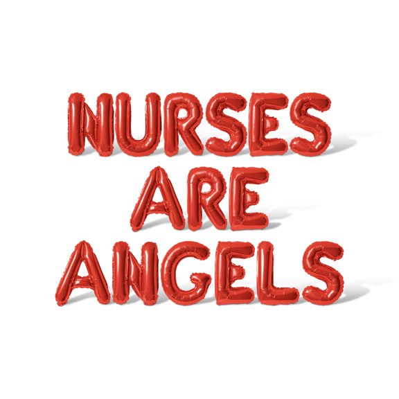 Letter Balloons - NURSES ARE ANGELS 16" Inch Alphabet Letters Foil Mylar Balloon Nurse Appreciation Party Banner (Red)