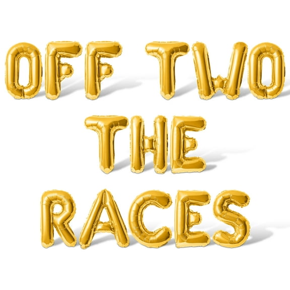 Letter Balloons - OFF TWO THE RACES 16" Inch Alphabet Letters Foil Mylar Balloon 2nd Birthday Party Banner (Gold)