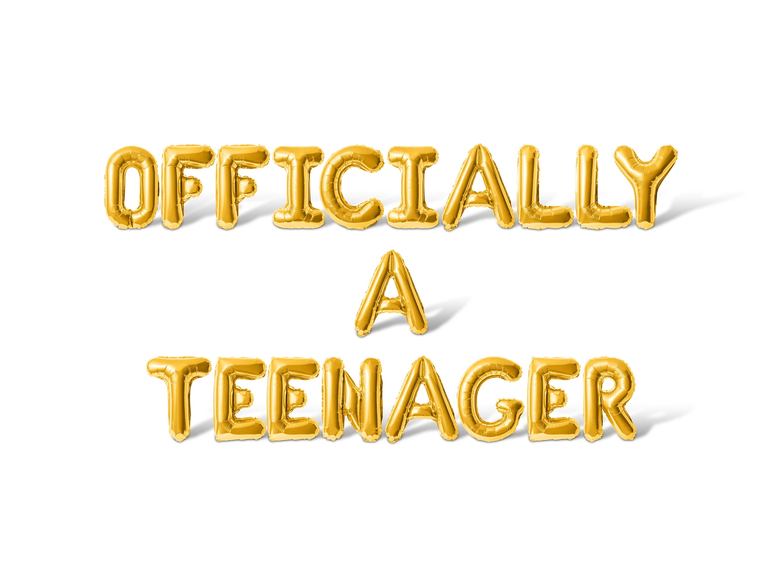 Letter Balloons - OFFICIALLY A TEENAGER 16" Inch Alphabet Letters Foil Mylar Balloon Birthday Party Banner (Gold)