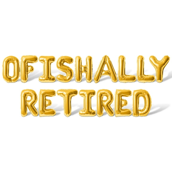 Letter Balloons - OFISHALLY RETIRED 16" Inch Alphabet Letters Foil Mylar Balloon Retirement Party Banner (Gold)