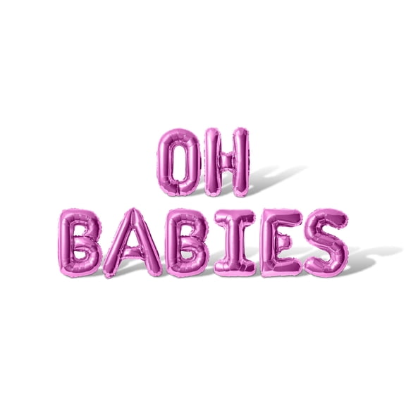 Letter Balloons - OH BABIES 16" Inch Alphabet Letters Foil Mylar Balloon Baby Shower Party Banner (Pink)