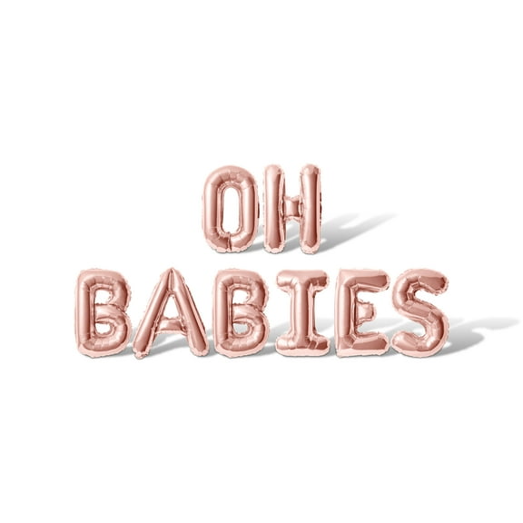 Letter Balloons - OH BABIES 16" Inch Alphabet Letters Foil Mylar Balloon Baby Shower Party Banner (Rose Gold)