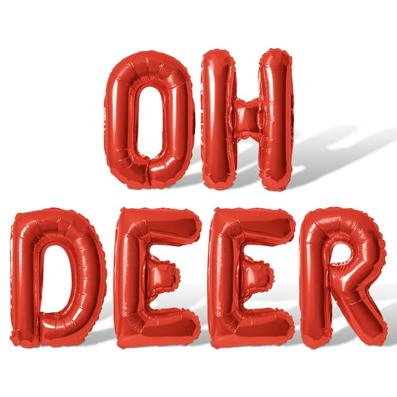 Letter Balloons - OH DEER 16" Inch Alphabet Letters Foil Mylar Balloon Baby Shower Party Banner (Red)