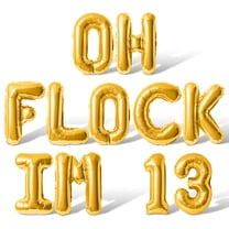 Letter Balloons - OH FLOCK IM 13 16" Inch Alphabet Letters Foil Mylar Balloon 13th Birthday Party Banner (Gold)
