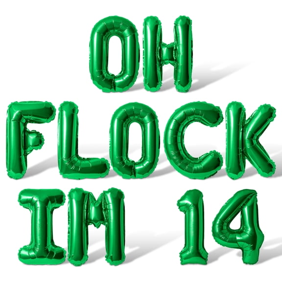 Letter Balloons - OH FLOCK IM 14 16" Inch Alphabet Letters Foil Mylar Balloon 14th Birthday Party Banner (Green)