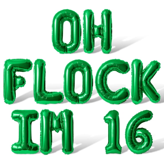Letter Balloons - OH FLOCK IM 16 16" Inch Alphabet Letters Foil Mylar Balloon 16th Birthday Party Banner (Green)
