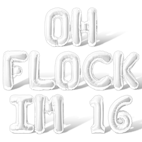 Letter Balloons - OH FLOCK IM 16 16" Inch Alphabet Letters Foil Mylar Balloon 16th Birthday Party Banner (White)